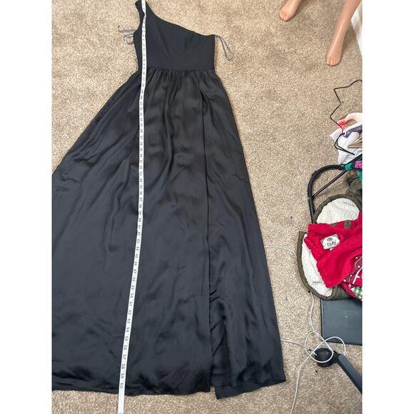 White By Vera Wang Long One Shoulder Bridesmaid Dress Black Evening Gown SZ 2 - Picture 7 of 9